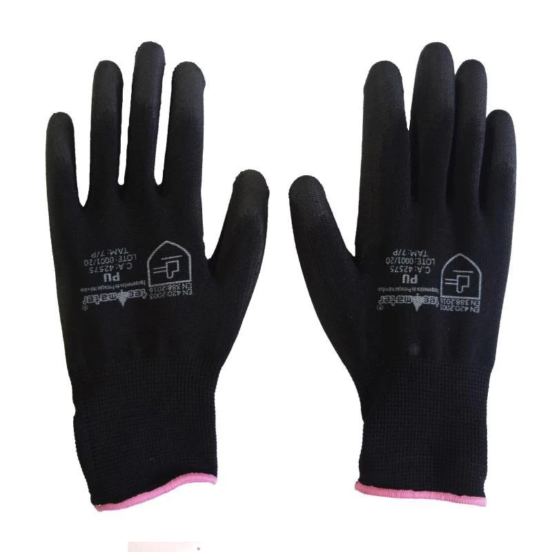 Luvas PU Tecmater_1 Luva PU com Nylon Preta – Tecmater